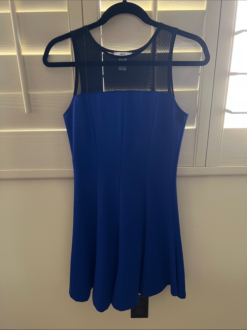 Bar III Royal Blue Mini Dress with Black Mesh Yoke